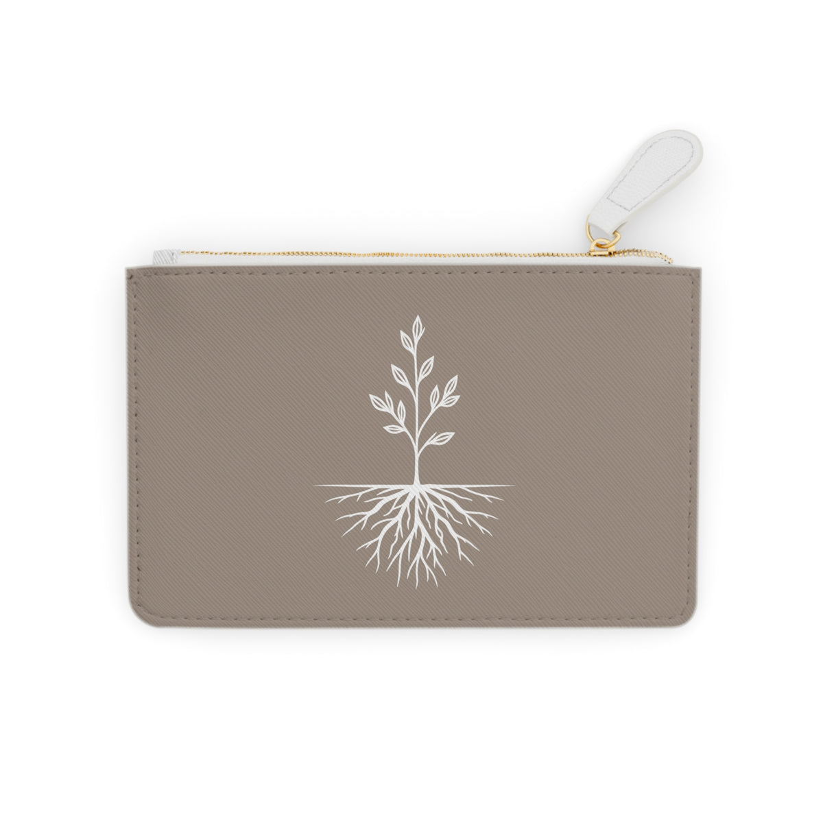 Still & Rooted Mini Clutch Bag — Small Zip Pouch with Rooted Plant Design