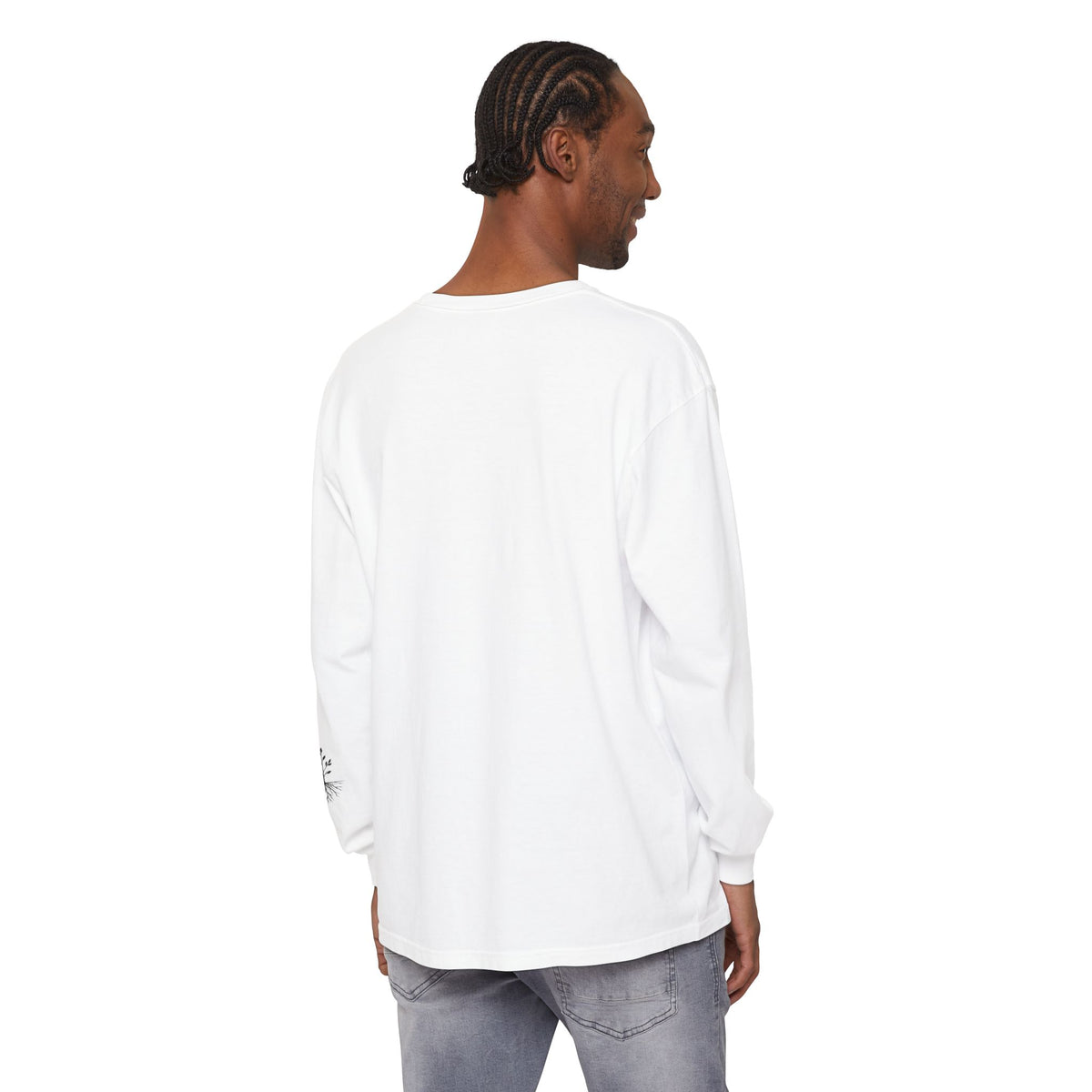 Still & Behold Long Sleeve T-Shirt — Minimal Surf Chest Logo & Sleeve Compass Graphic
