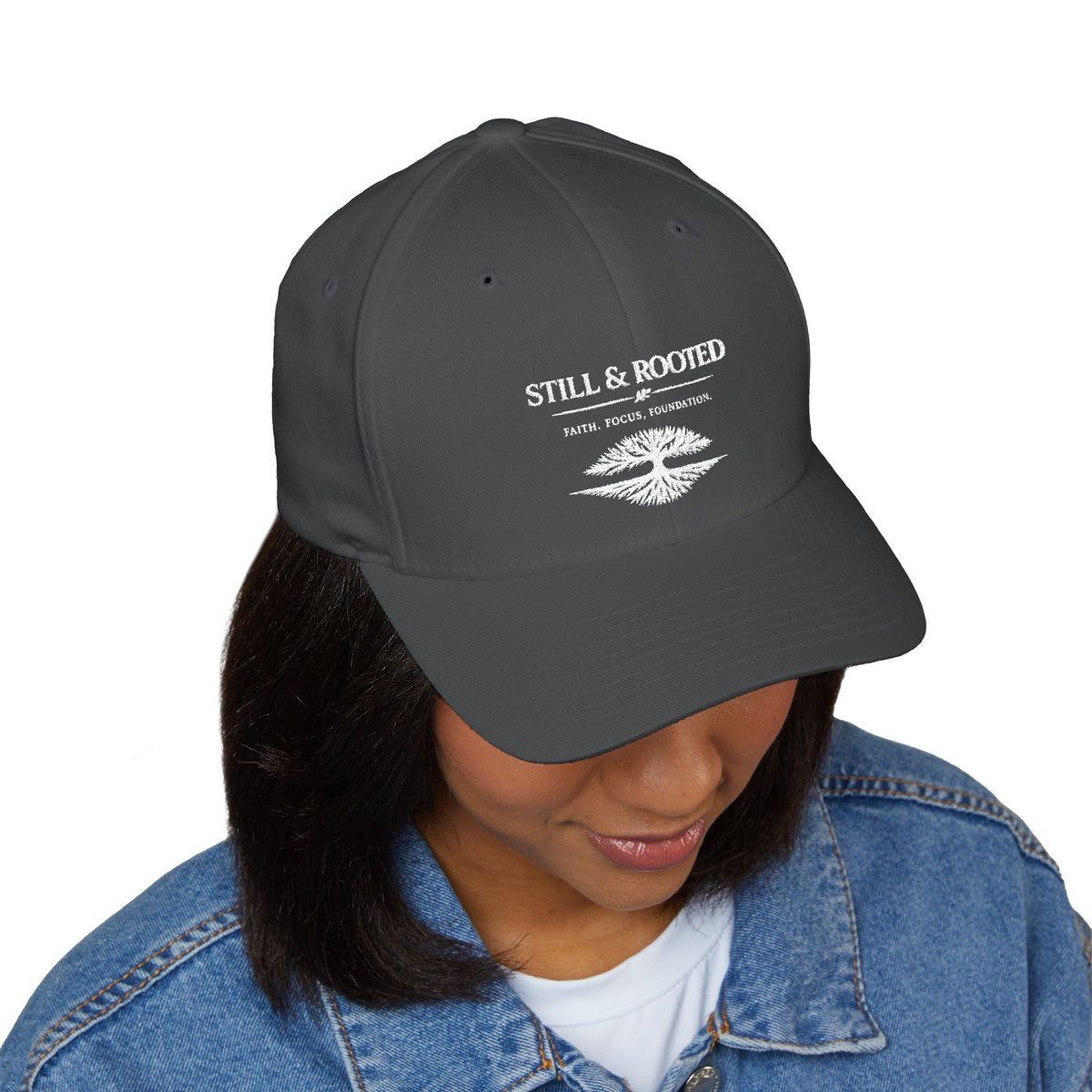 Still & Rooted Embroidered Baseball Cap — Minimal Nature-Inspired Hat