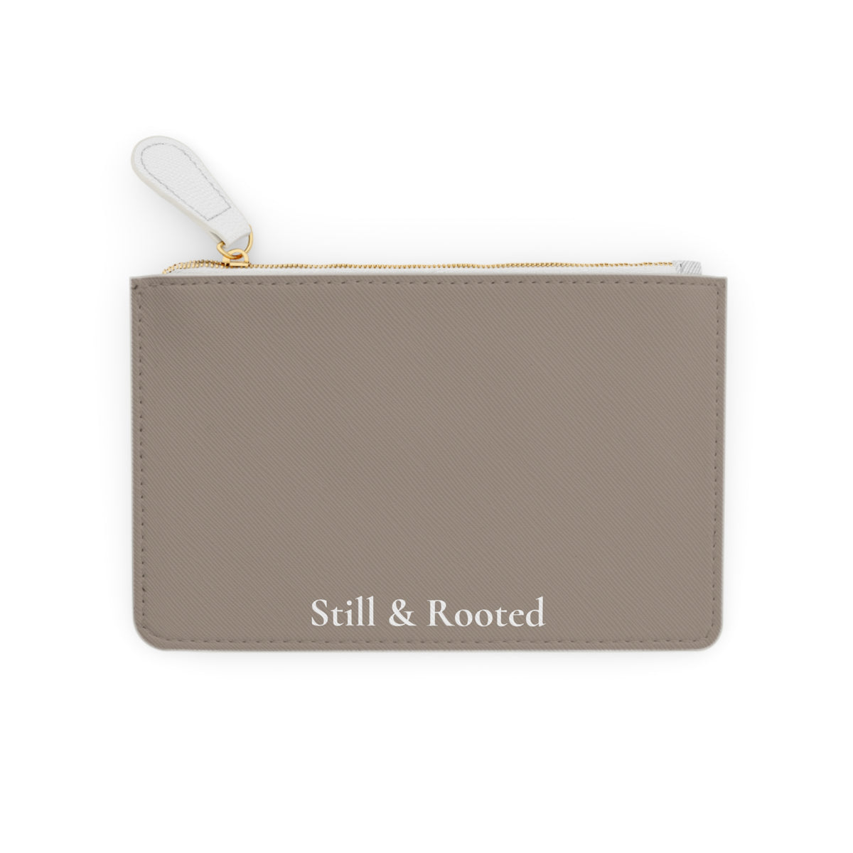 Still & Rooted Mini Clutch Bag — Small Zip Pouch with Rooted Plant Design