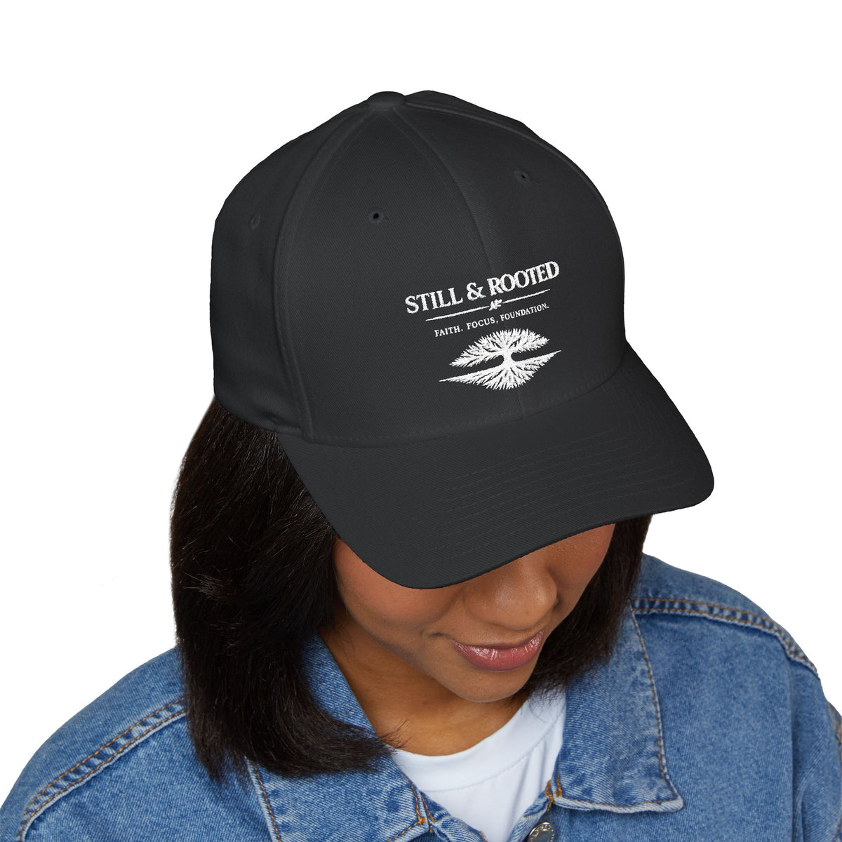 Still & Rooted Embroidered Baseball Cap — Minimal Nature-Inspired Hat