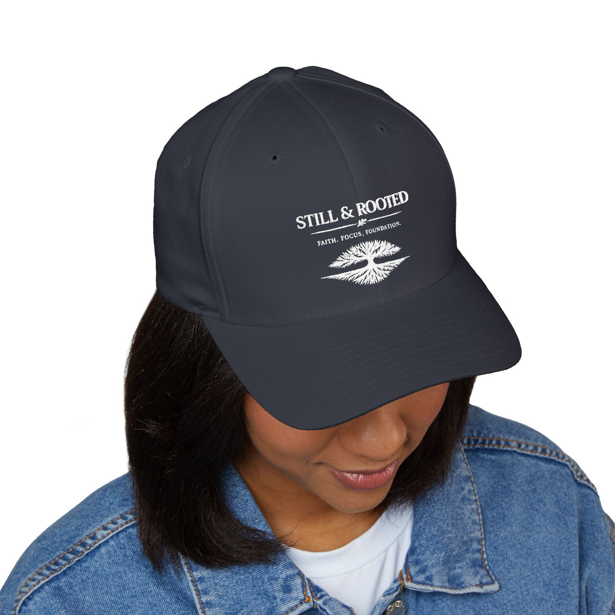 Still & Rooted Embroidered Baseball Cap — Minimal Nature-Inspired Hat