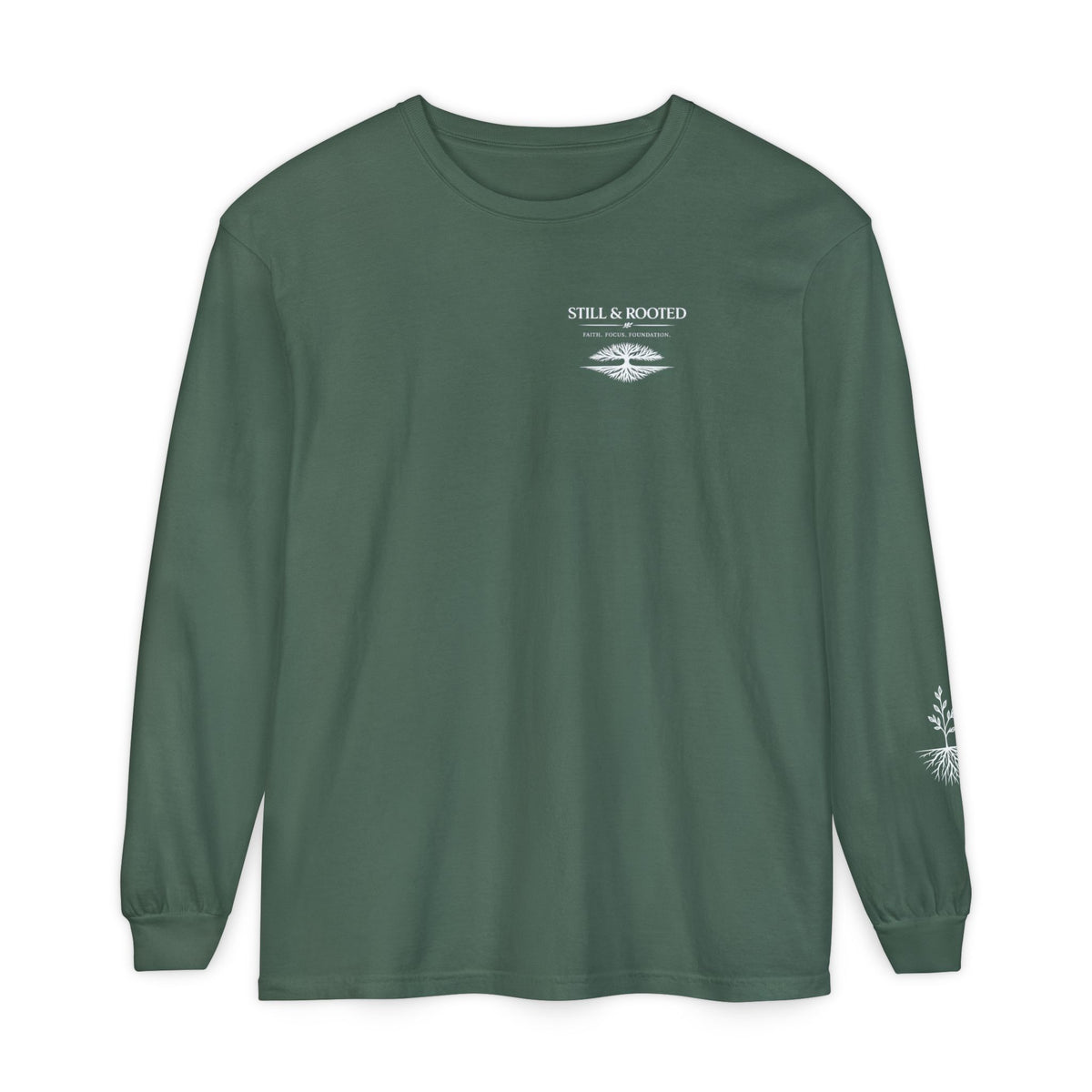 Still & Rooted Long Sleeve T-Shirt – Minimalist Nature Graphic