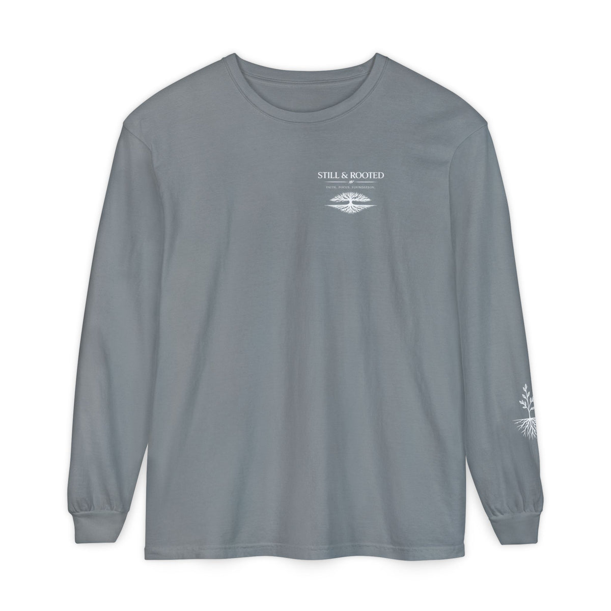 Still & Rooted Long Sleeve T-Shirt – Minimalist Nature Graphic
