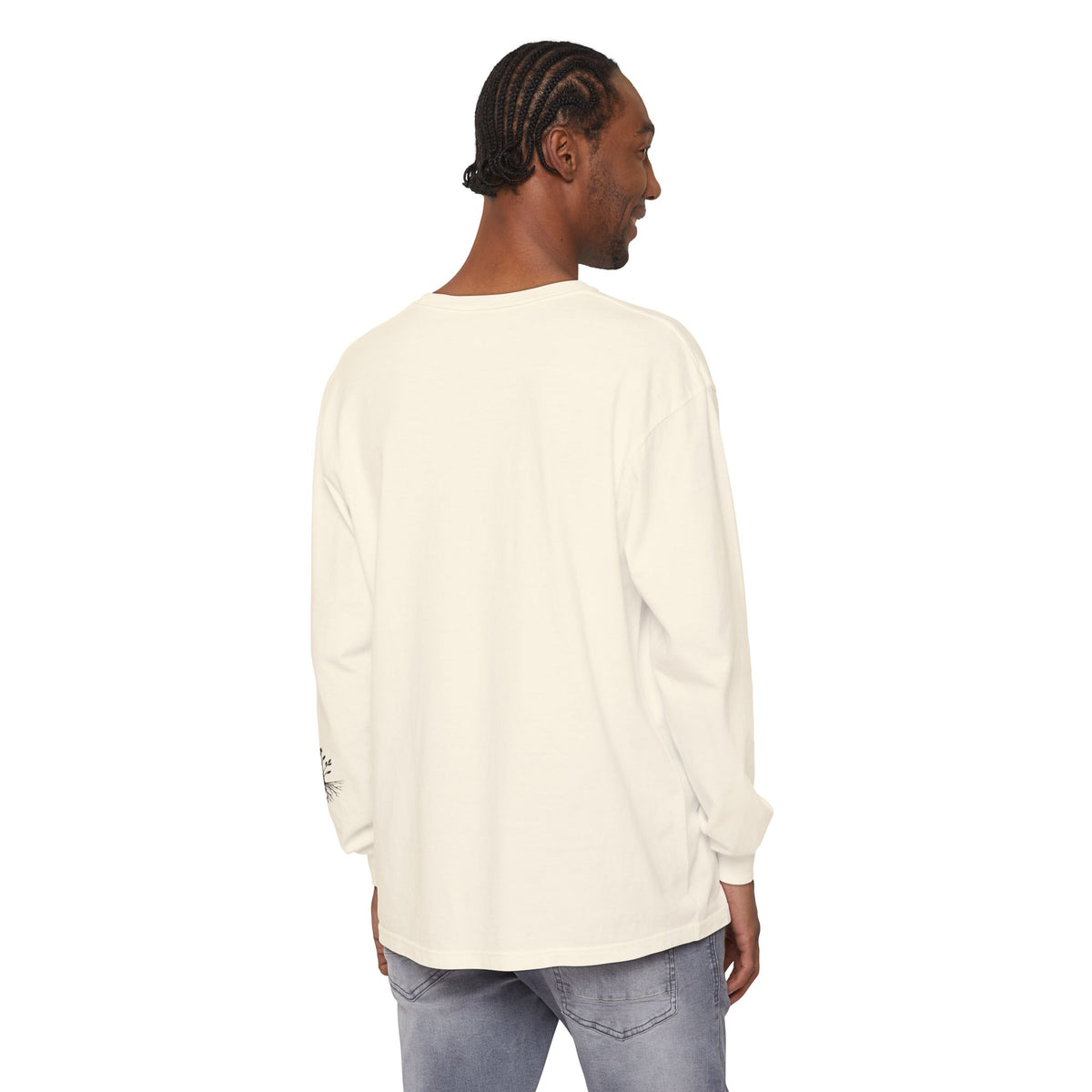 Still & Behold Long Sleeve T-Shirt — Minimal Surf Chest Logo & Sleeve Compass Graphic