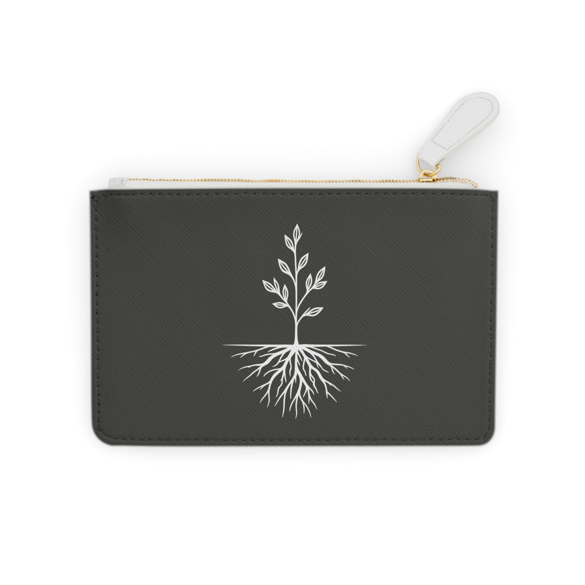 Still & Rooted Mini Clutch Bag — Small Zip Pouch with Rooted Plant Design