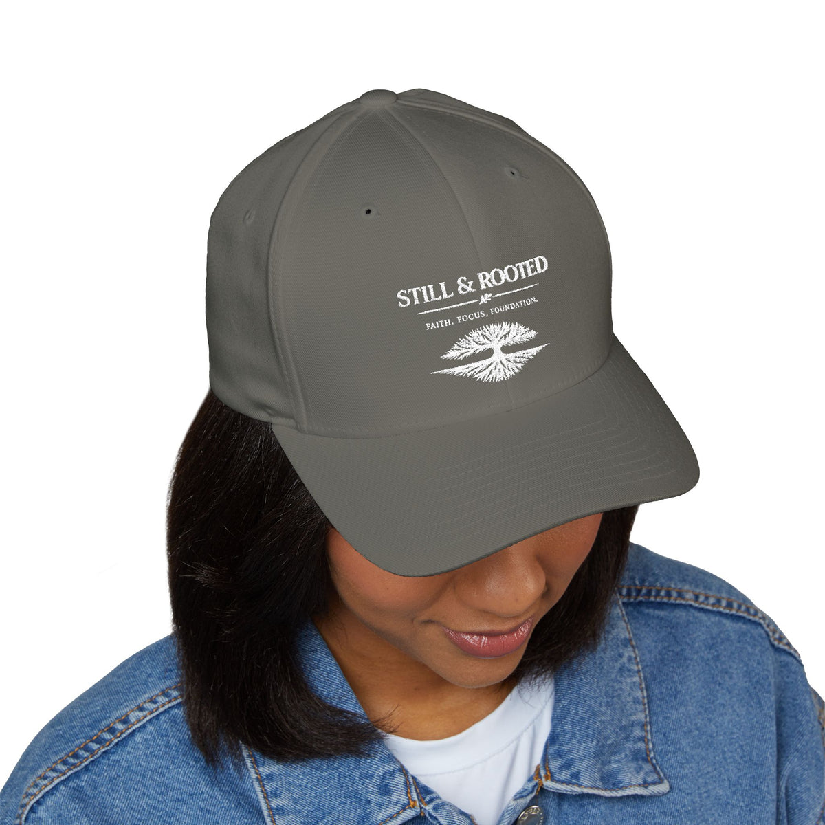Still & Rooted Embroidered Baseball Cap — Minimal Nature-Inspired Hat
