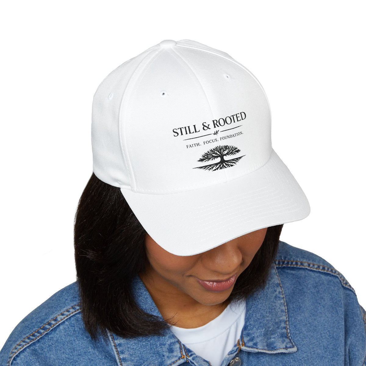 Still & Rooted Embroidered Cap — Faith, Hope & Foundation Tree Hat
