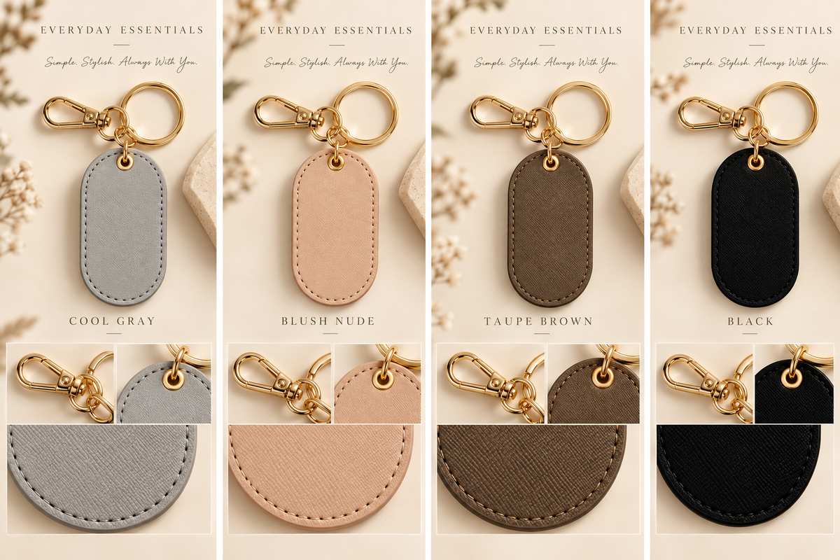 Saffiano Leather Keyring