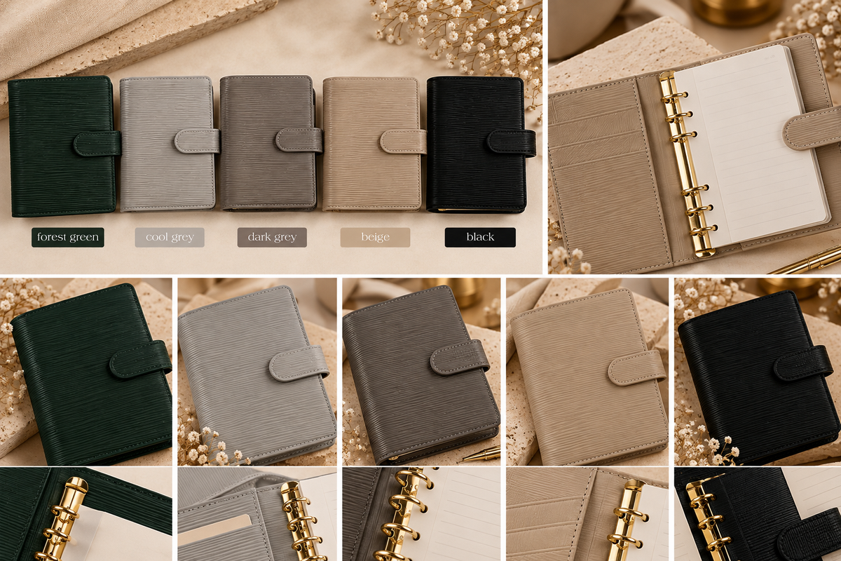 A6 Saffiano Epi Gold 6-Ring Planner
