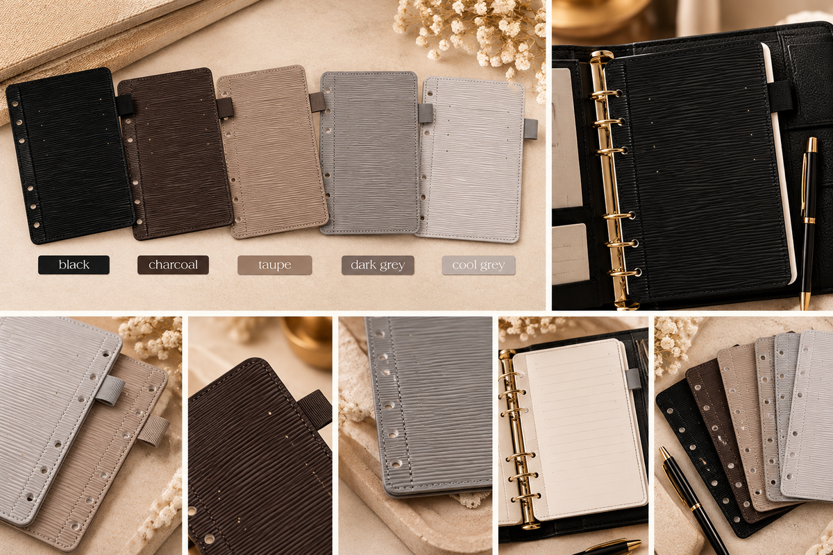 6 Card Slots Elastic Pen Loop Dashboard Flyleaf Insert